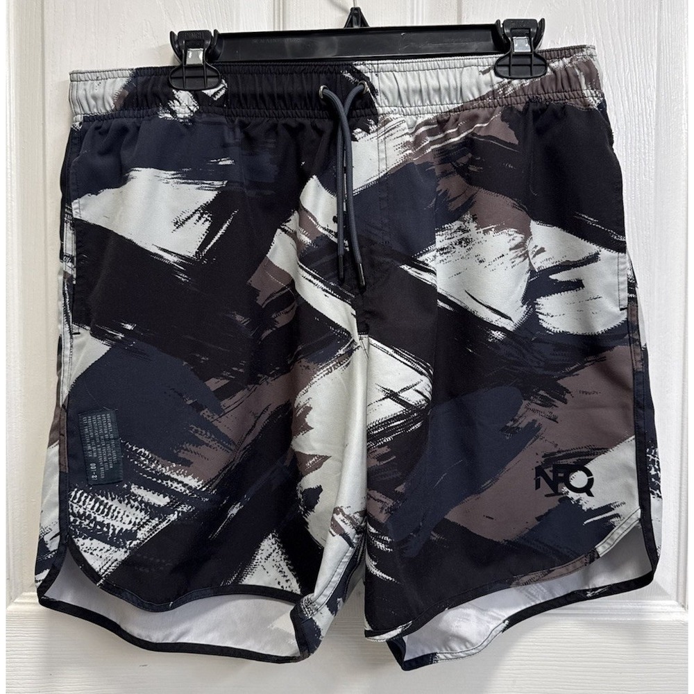 NFQ Never Quit Shorts Women's 2XL Black Gray Abstract Training Compression Waist
